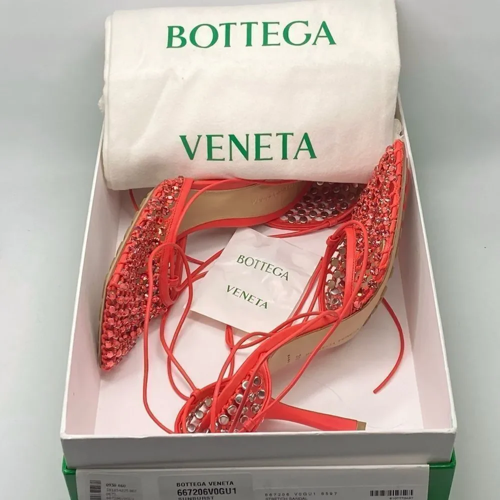 Bottega Veneta Stretch Embellished Ankle Strap High Heel Pumps size 39.5